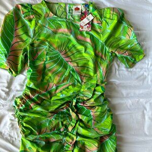 NWT Farm Rio Puff Sleeve Mini Dress Anthropologie Size Large